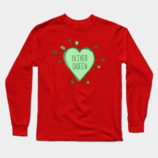 Oliver Queen - Heart with Green Arrows Doodle Long Sleeve T-Shirt